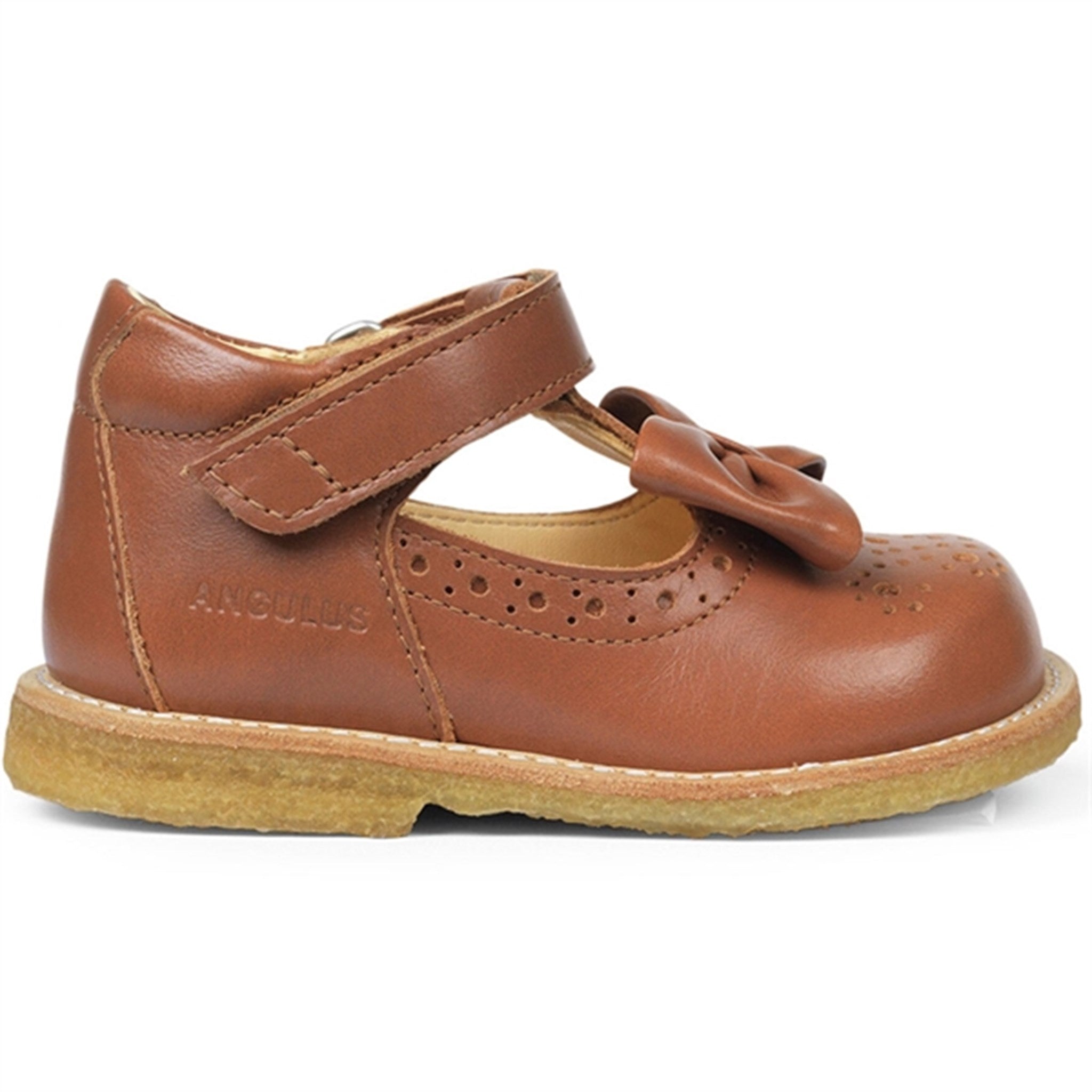 Angulus Mary Jane Shoes w Bow Cognac 3