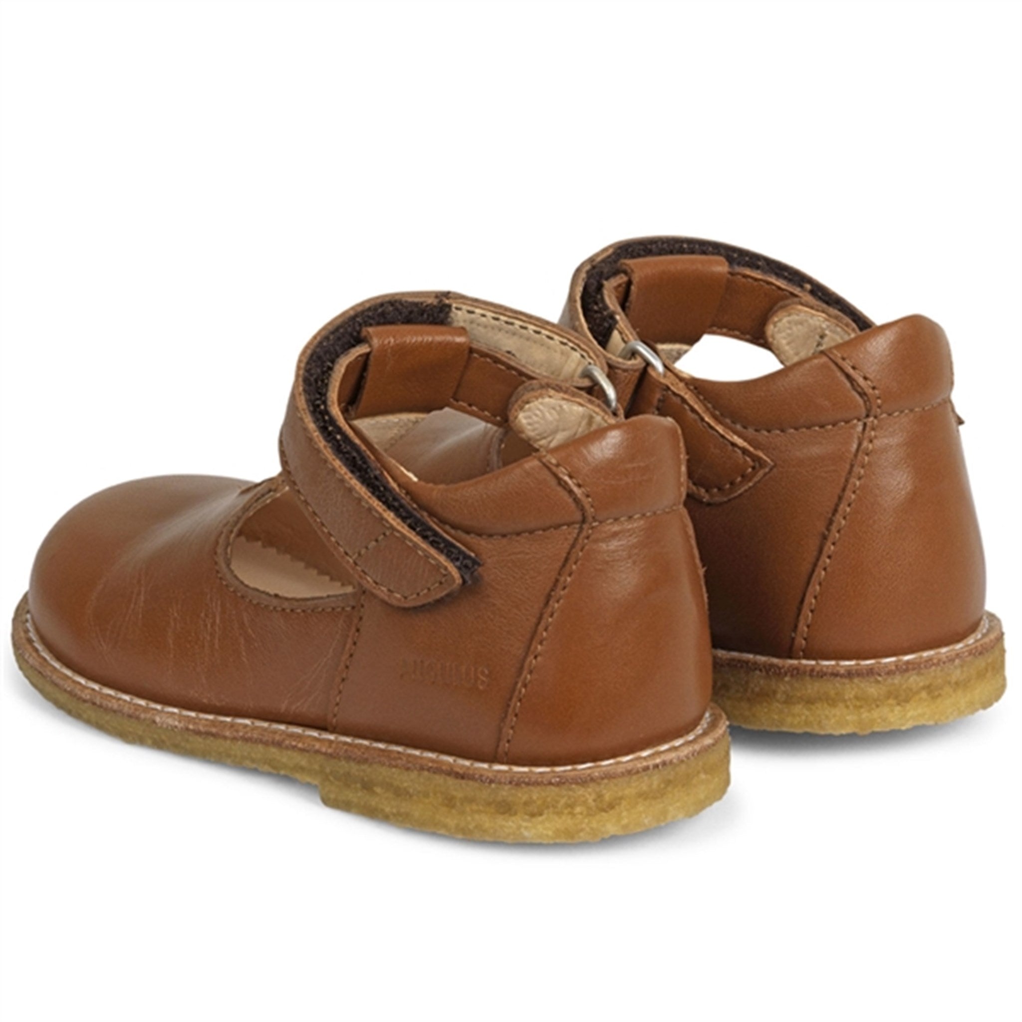 Angulus Mary Jane Shoes w. Heart and Velcro Cognac 3267-101-1545 2