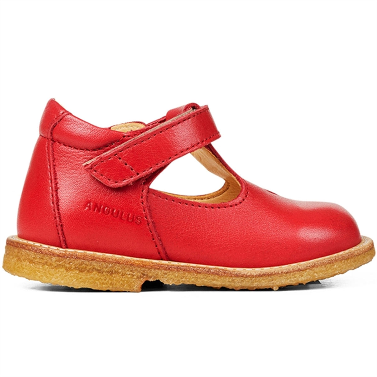 Angulus Starter Mary Janes With Heart and Velcro Red
