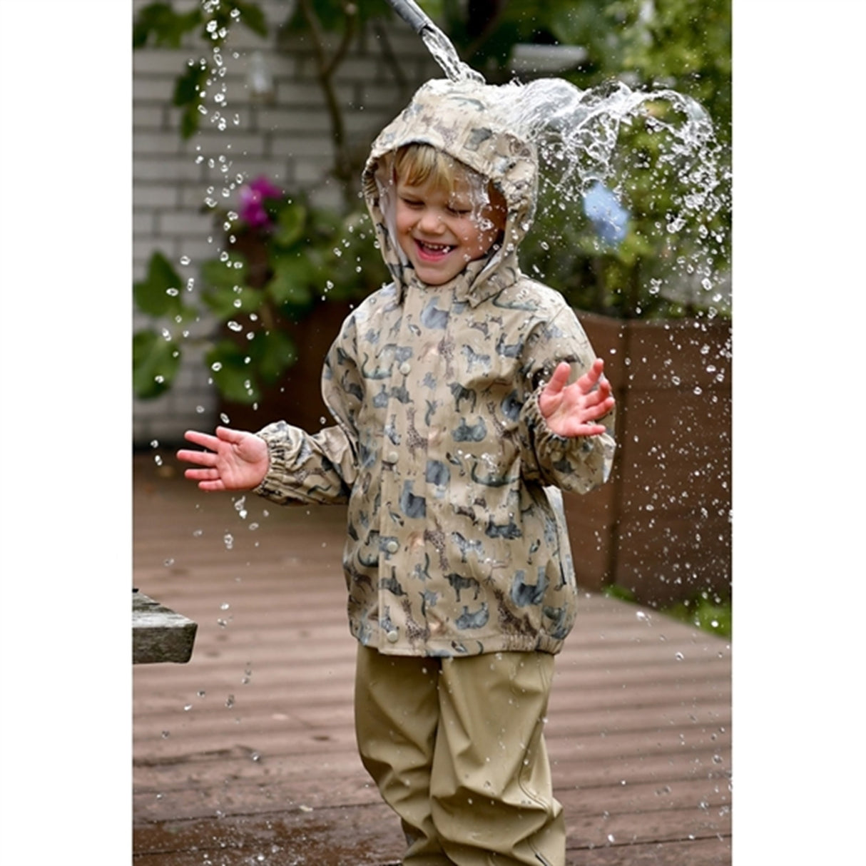 Mikk-Line Rainset AOP Zoo Olive Gray