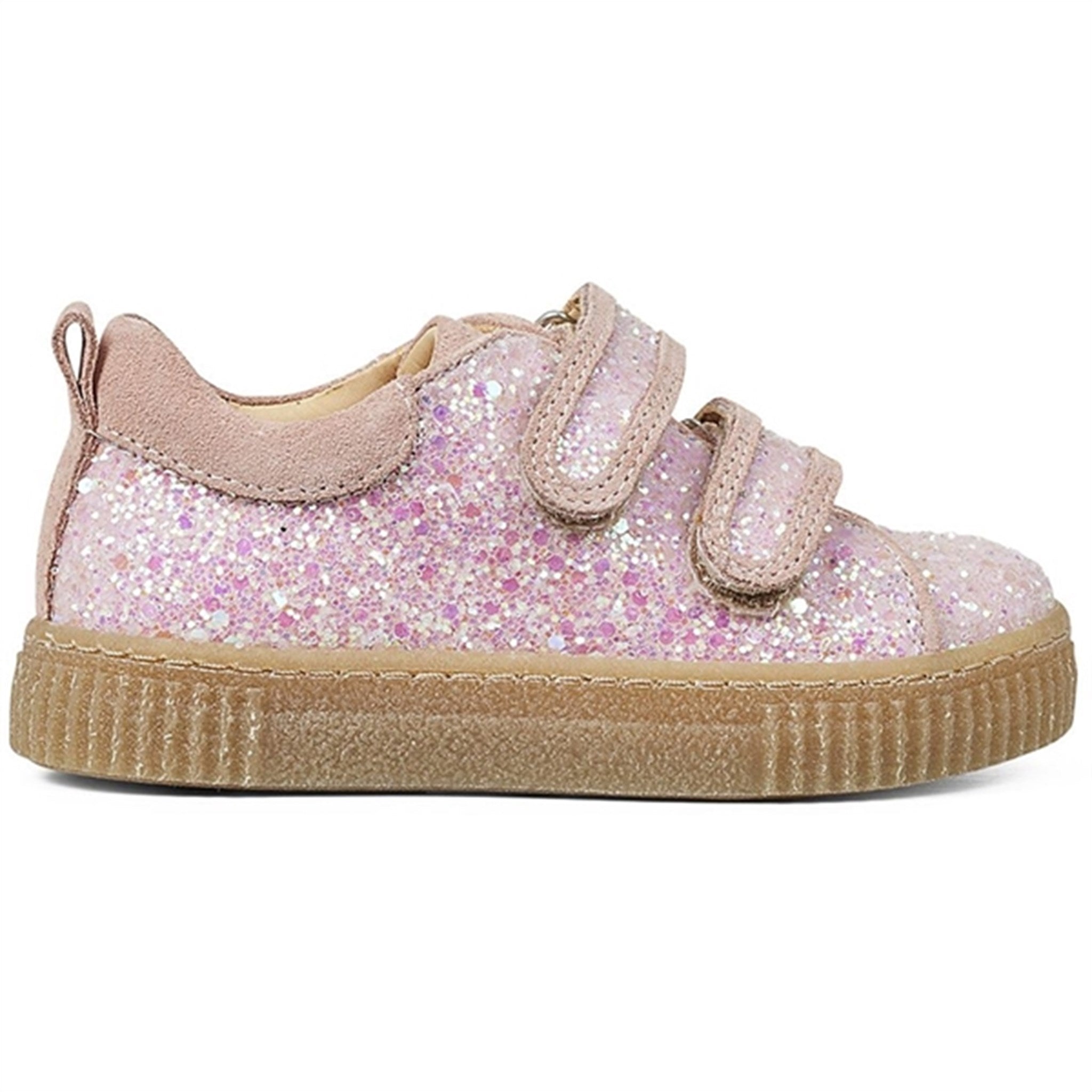 Angulus Glitter Sneaker W. Velcro Peach/Rose Glitter 2