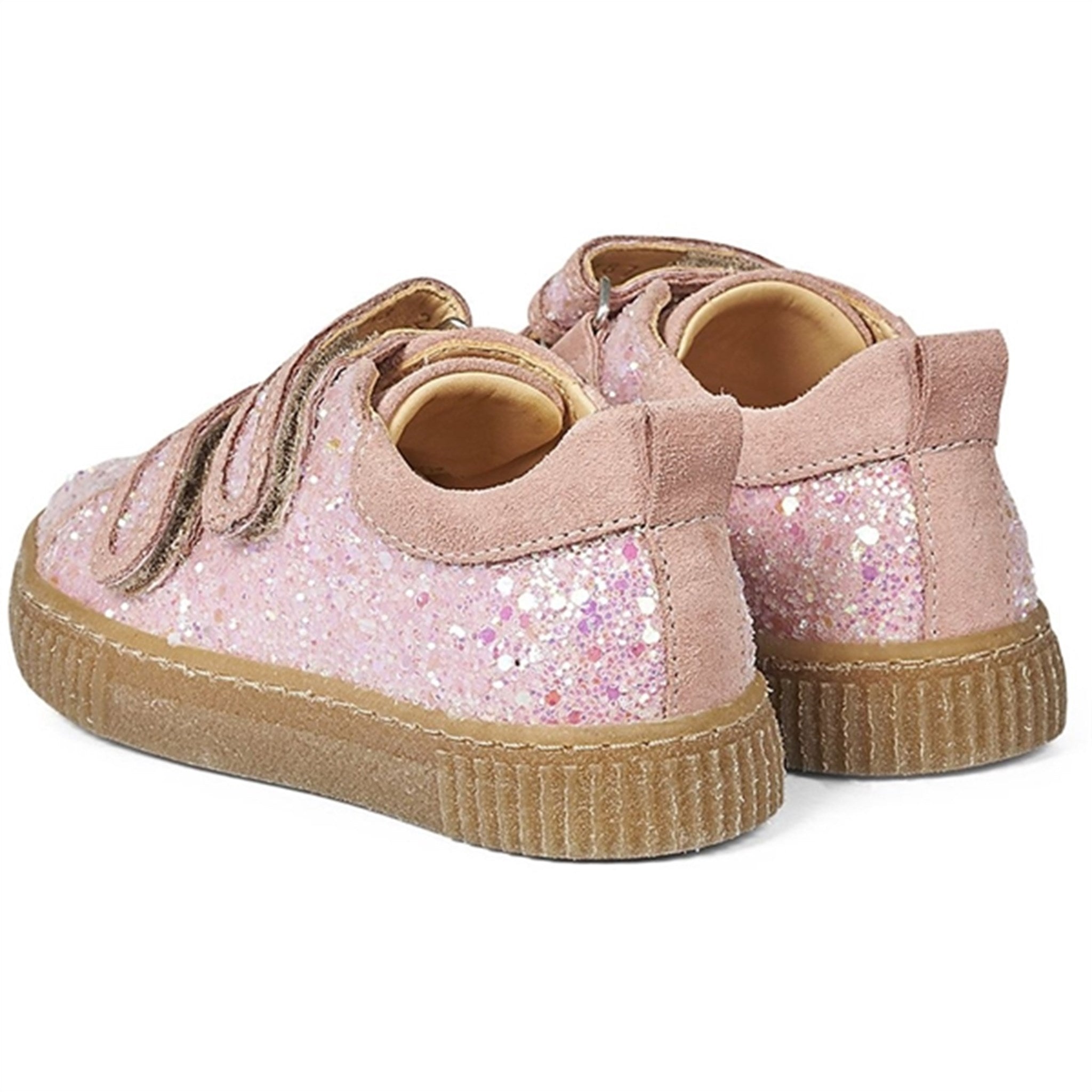 Angulus Glitter Sneaker W. Velcro Peach/Rose Glitter 3