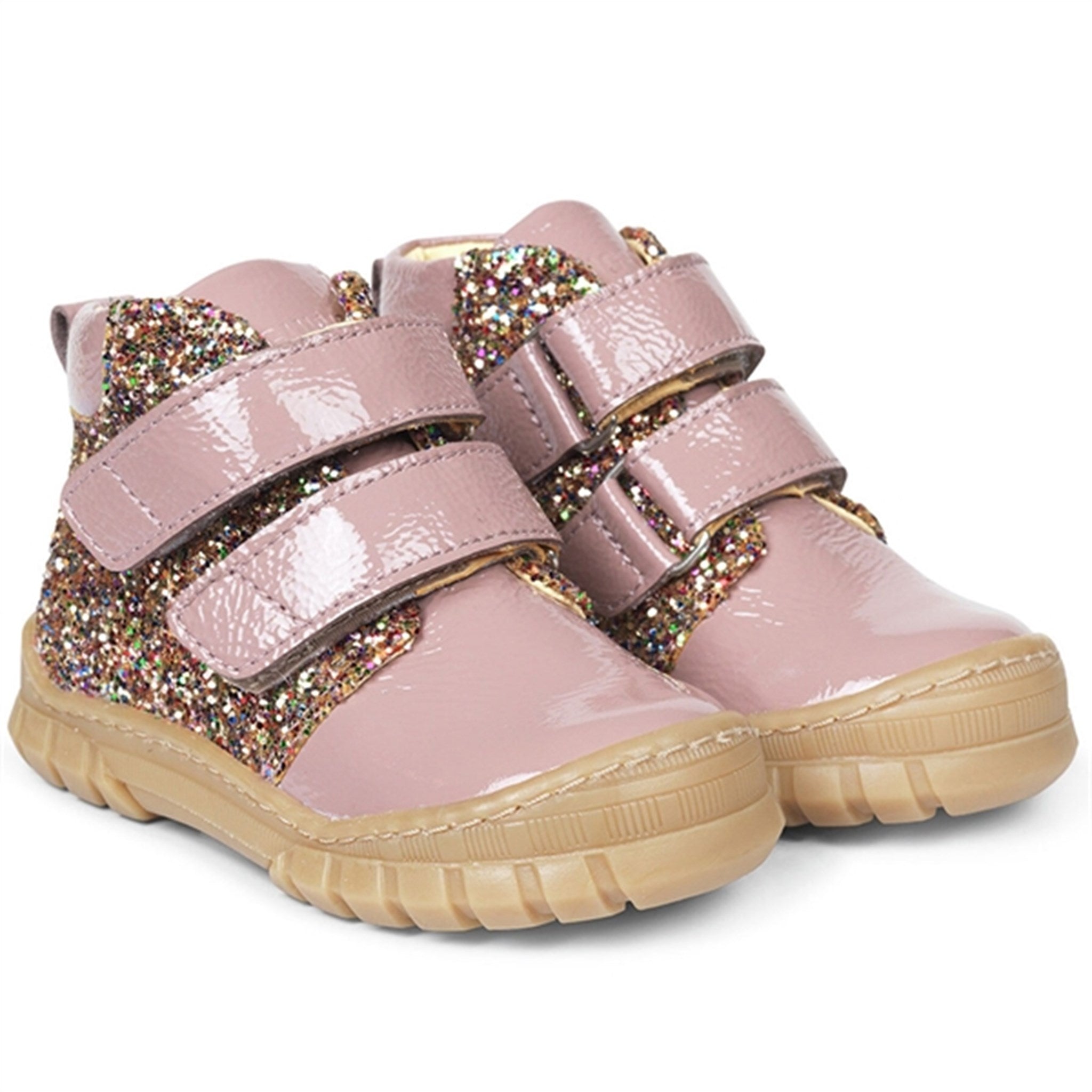 Angulus Beginner Shoes w Velcro Rose/Multi Glitter
