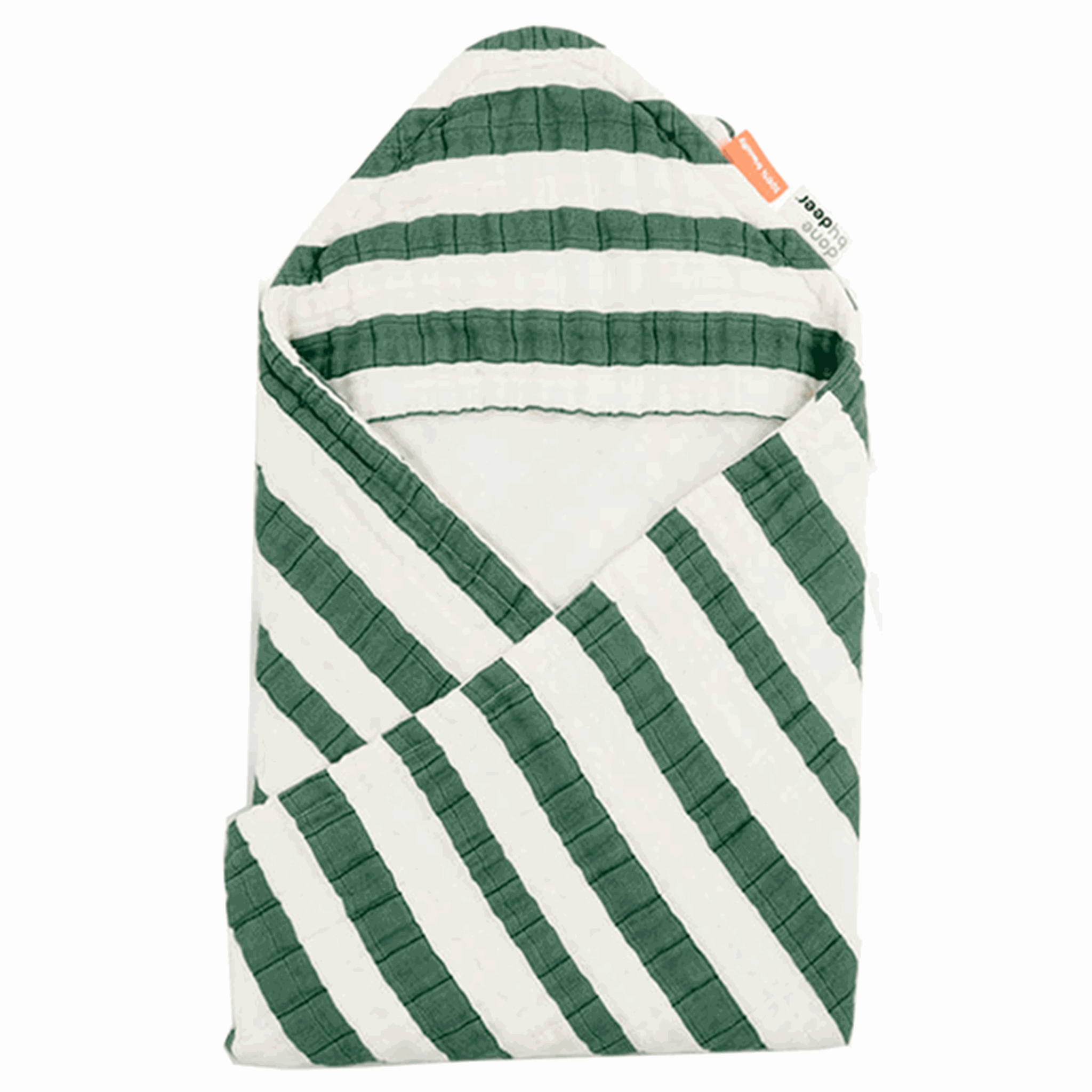Done by Deer Towel W/Hood GOTS Stripes Green 2