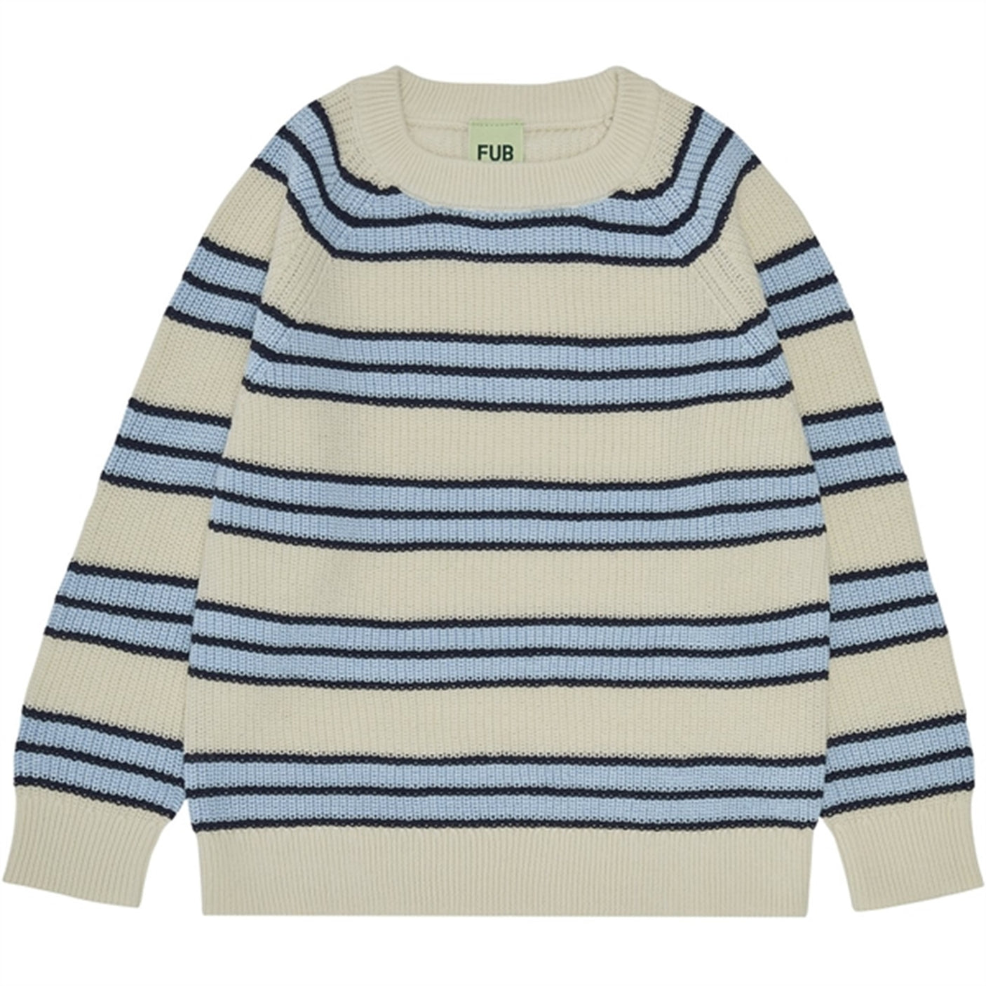 FUB Rib Sweater Ecru/Dark Navy/Glacier