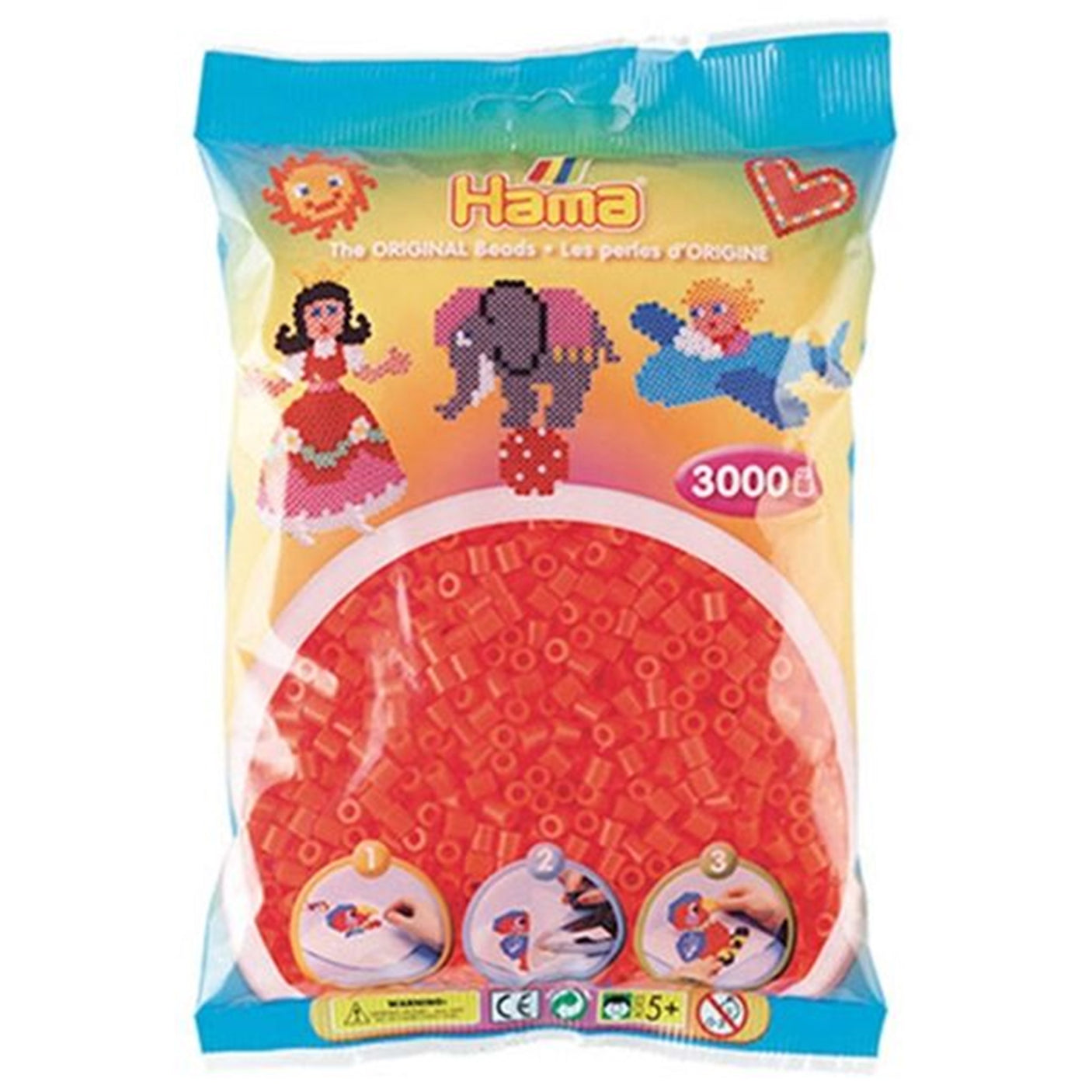 HAMA Midi Beads 3000 pcs Neon Red
