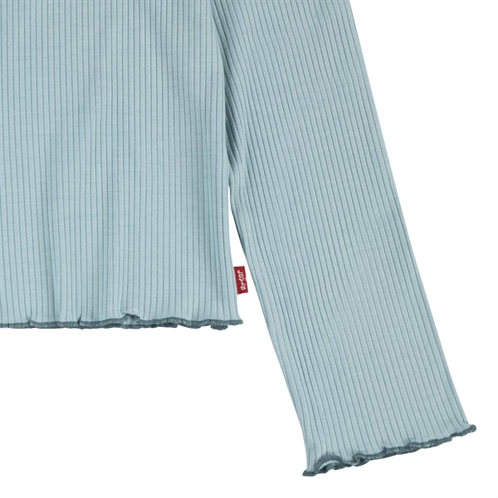 Levi's Scoop Neck Ribbed Blouse Aqua Sea Blue