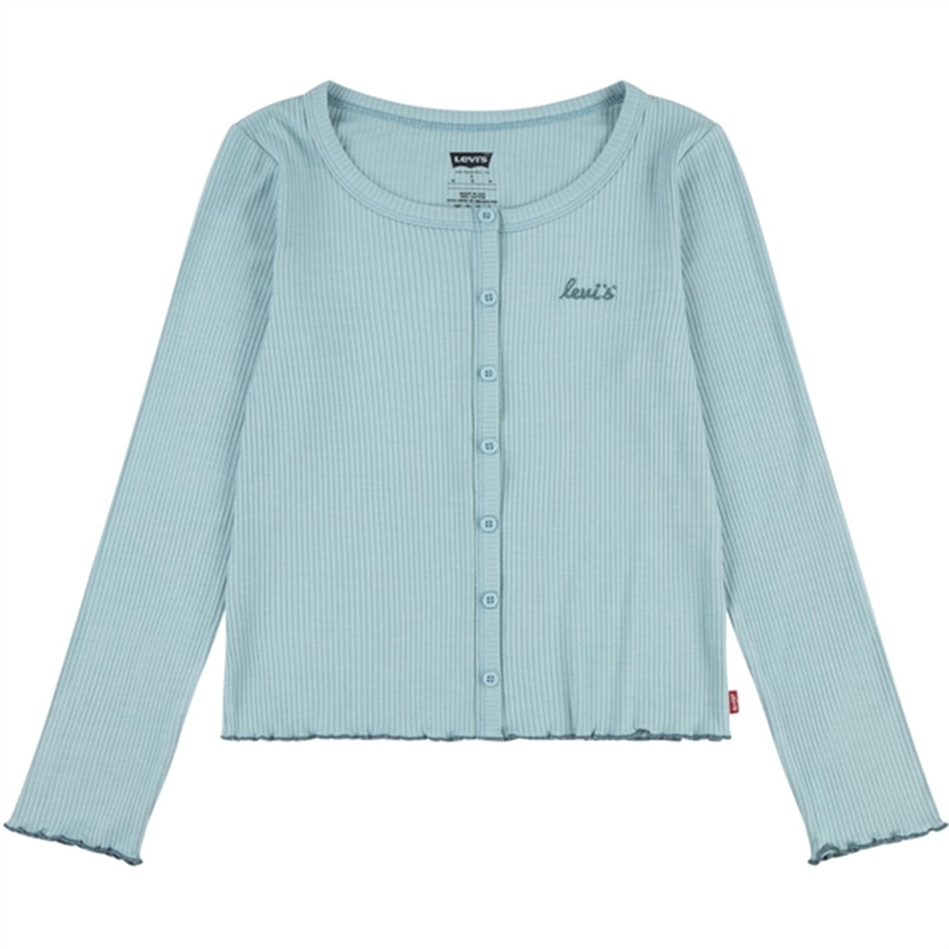 Levi's Scoop Neck Ribbed Blouse Aqua Sea Blue