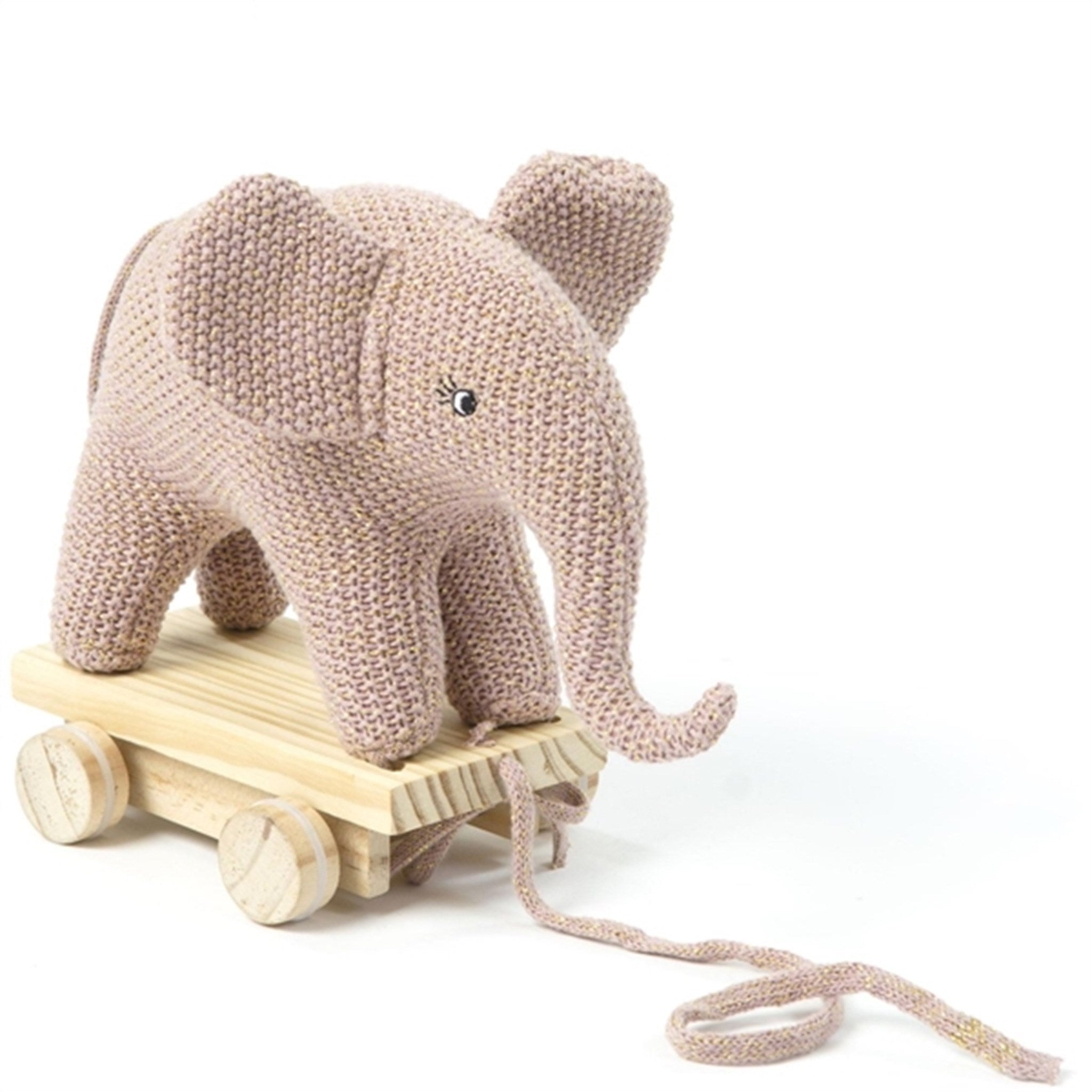 Smallstuff Knitted Pull Along Elephant Cold Rose/Gold