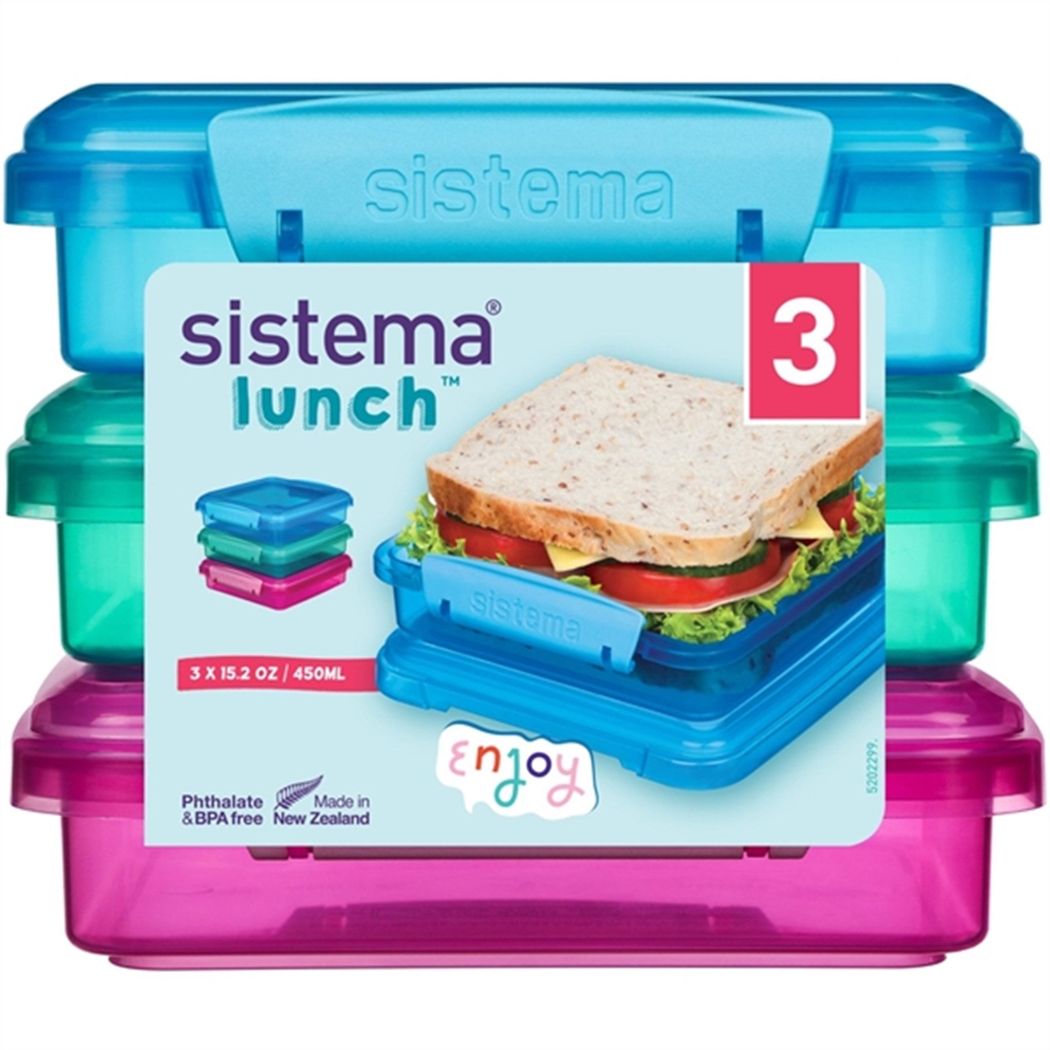 Sistema Sandwich Box Lunch Box 450 ml Lunch Mixed Pack 3-pack 6
