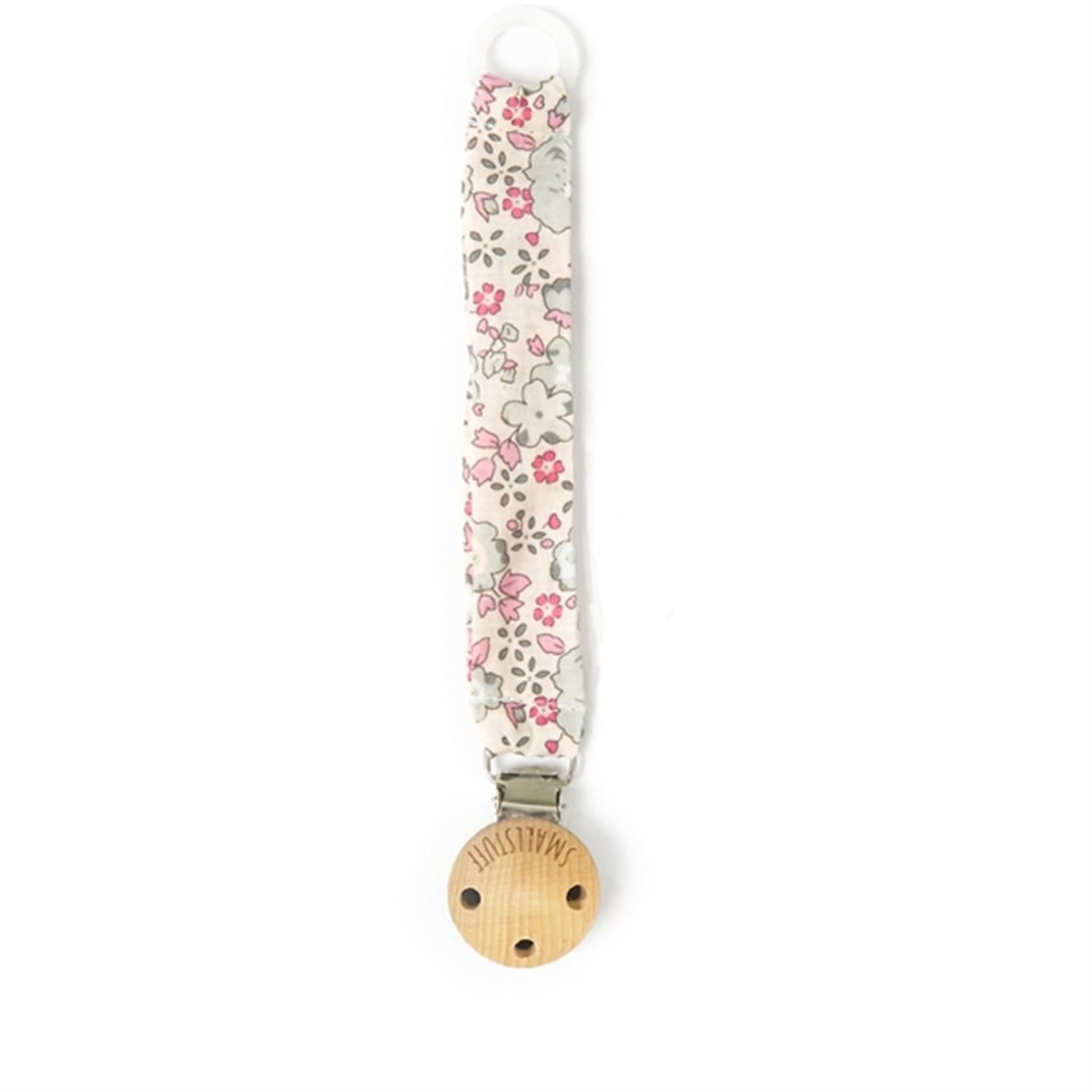 Smallstuff Fabric Pacifier Strap Rose/Grey Flower