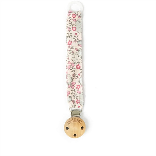 Smallstuff Fabric Pacifier Strap Rose/Grey Flower