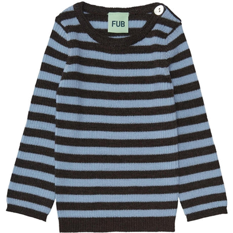 FUB Baby Rib Blouse Chcoclate/Sky