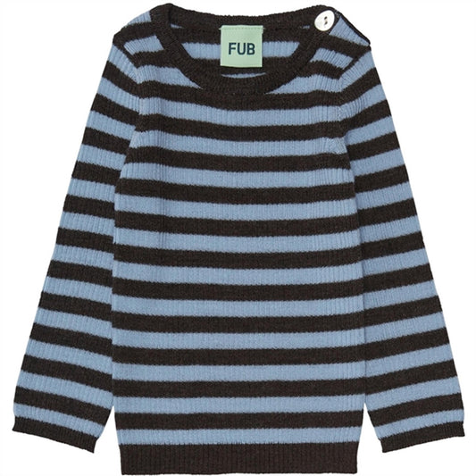 FUB Baby Rib Blouse Chcoclate/Sky