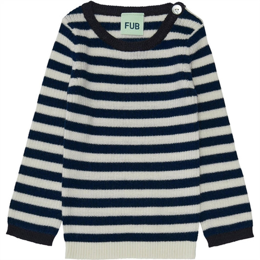 FUB Baby Rib Blouse Ecru/Dark Navy