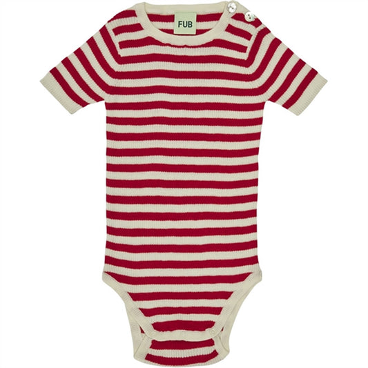 FUB Baby Rib Body Ecru/Bright Red