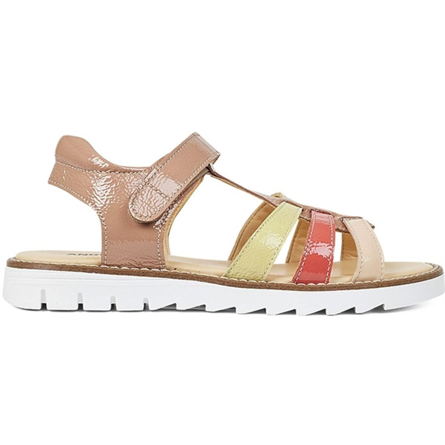 Angulus Sandal W. T-strap And Velcro Dark Peach/Peach/Coral/Light Yellow