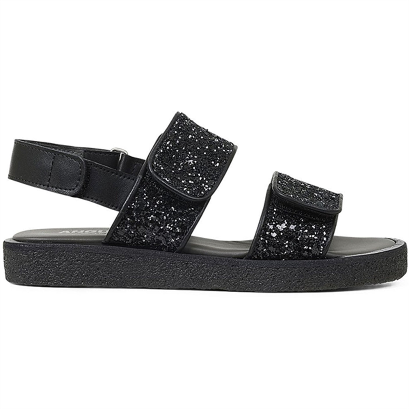 Angulus Glitter Sandal W. Velcro Black/Black Glitter