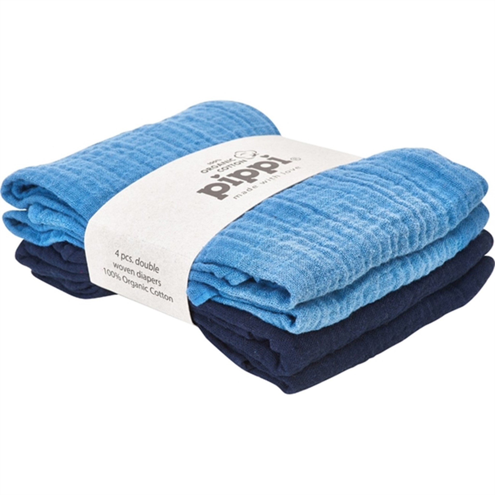 Pippi Organic Muslin Cloths 4-pack Dark Blue