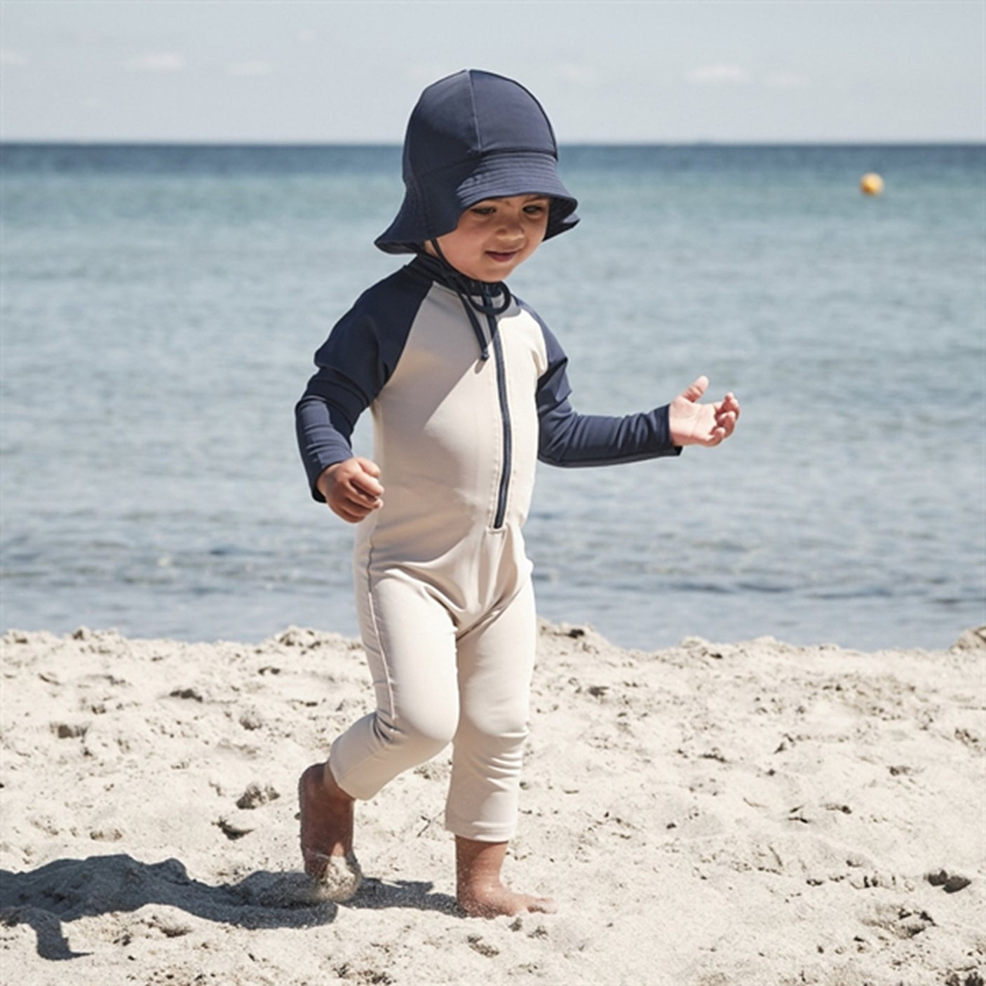 Petit Crabe Latte/Blue Multi Color Onesie with Zipper