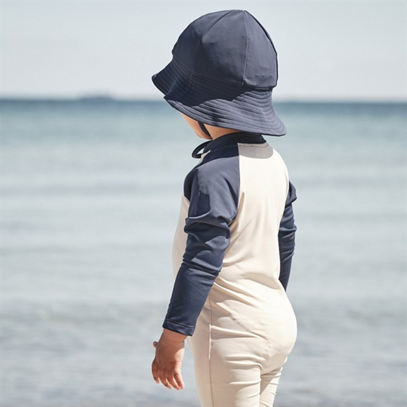 Petit Crabe Latte/Blue Multi Color Onesie with Zipper