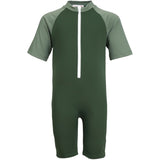 Petit Crabe Forest/Army Multi Color Onesie with Zipper