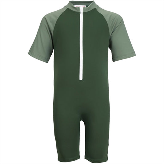 Petit Crabe Forest/Army Multi Color Onesie with Zipper