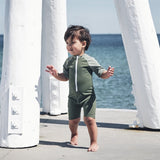 Petit Crabe Forest/Army Multi Color Onesie with Zipper