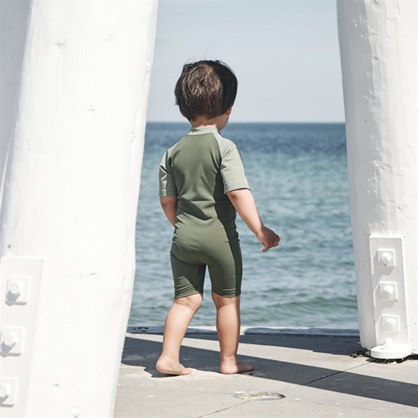 Petit Crabe Forest/Army Multi Color Onesie with Zipper