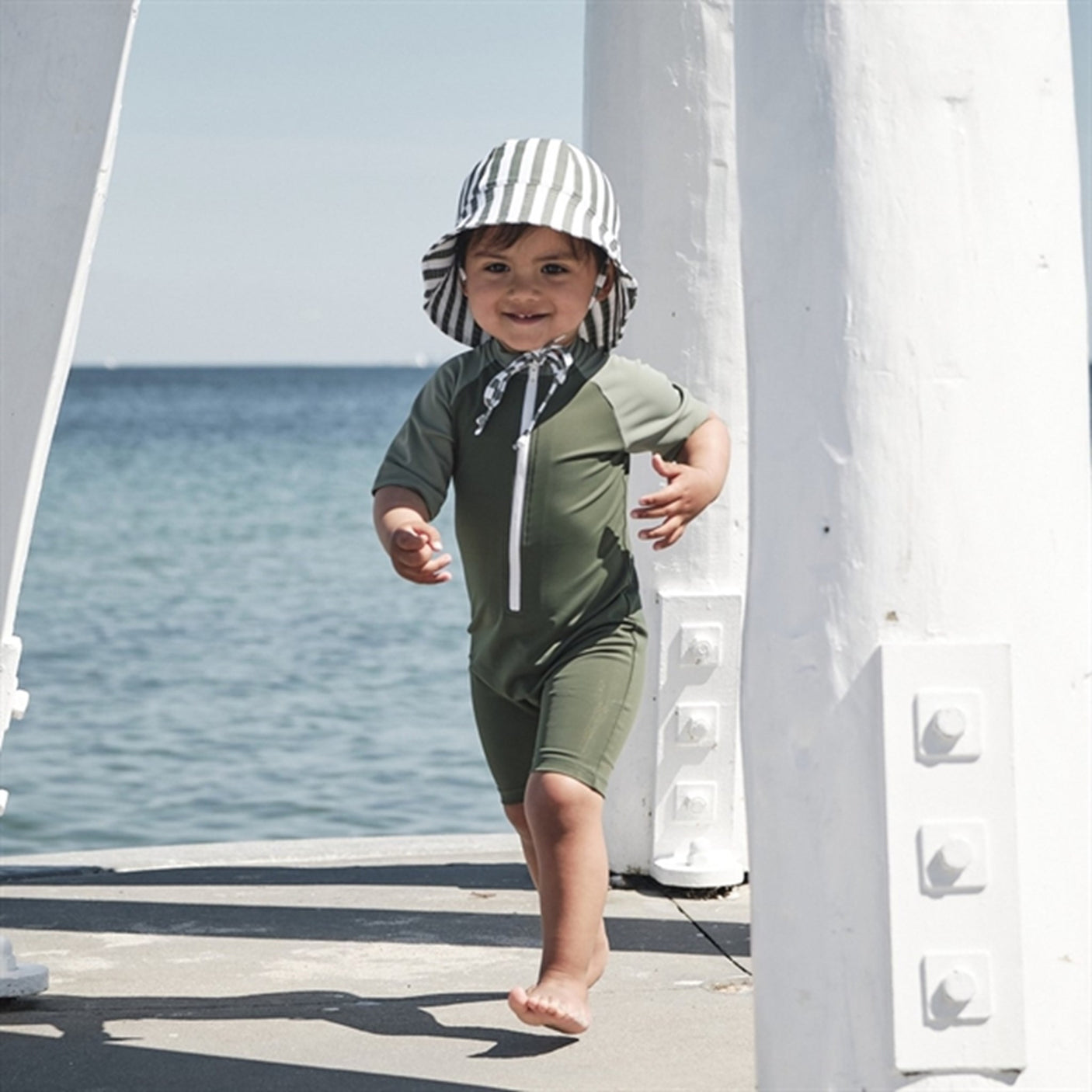 Petit Crabe Forest/Army Multi Color Onesie with Zipper