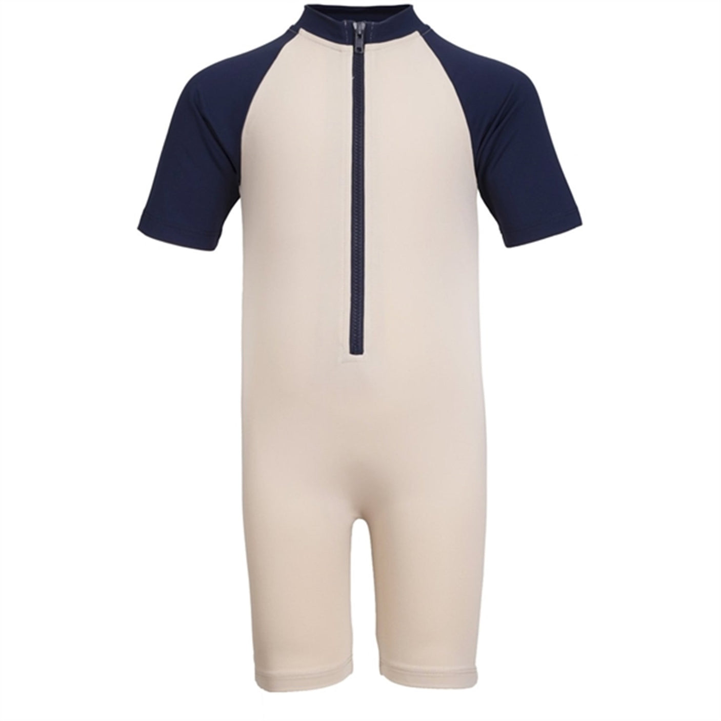 Petit Crabe Latte/Blue Multi Color Onesie with Zipper