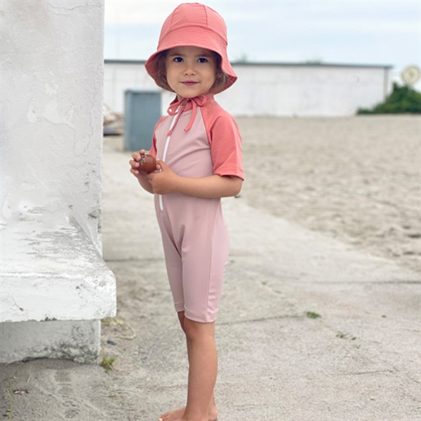 Petit Crabe Rose Nude/Morocco Multi Color Sunsuit with Zipper