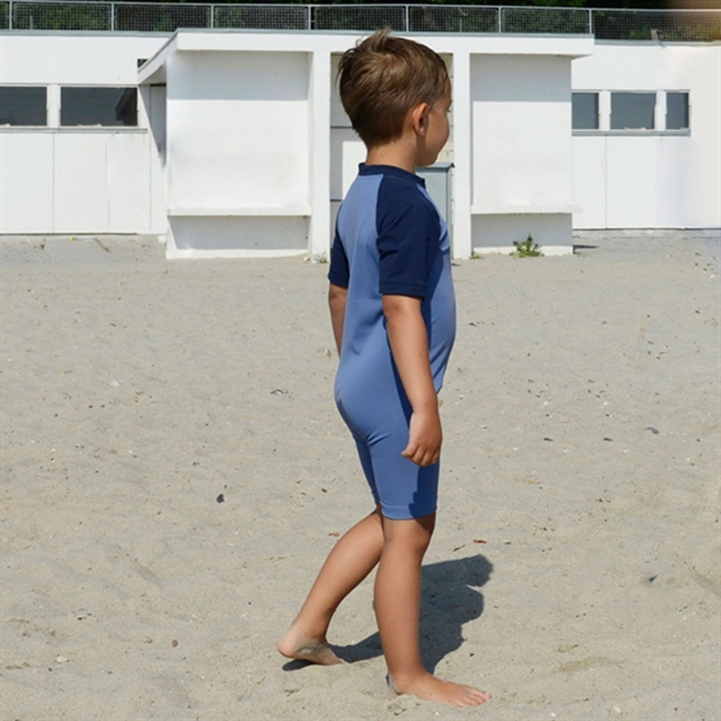 Petit Crabe Nordic/Blue Multi Color Sunsuit with Zipper