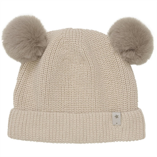 Huttelihut Hat Knit w. Pompoms Light Camel