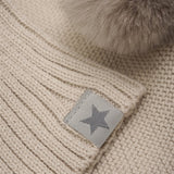 Huttelihut Balaclava Knit w. Pompoms Light Camel