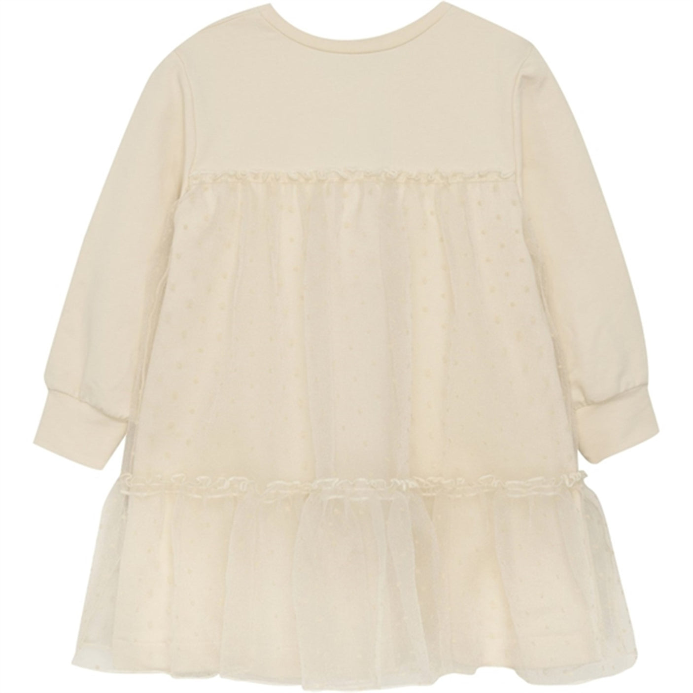 Huttelihut Dress LS m. Organza Party Off-white
