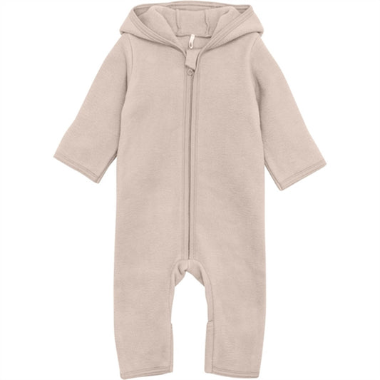 Huttelihut Pram Suit Ears Cotton Fleece Almond Peach