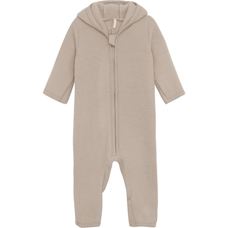 Huttelihut Pram Suit Ears Wool Fleece Dust Melange