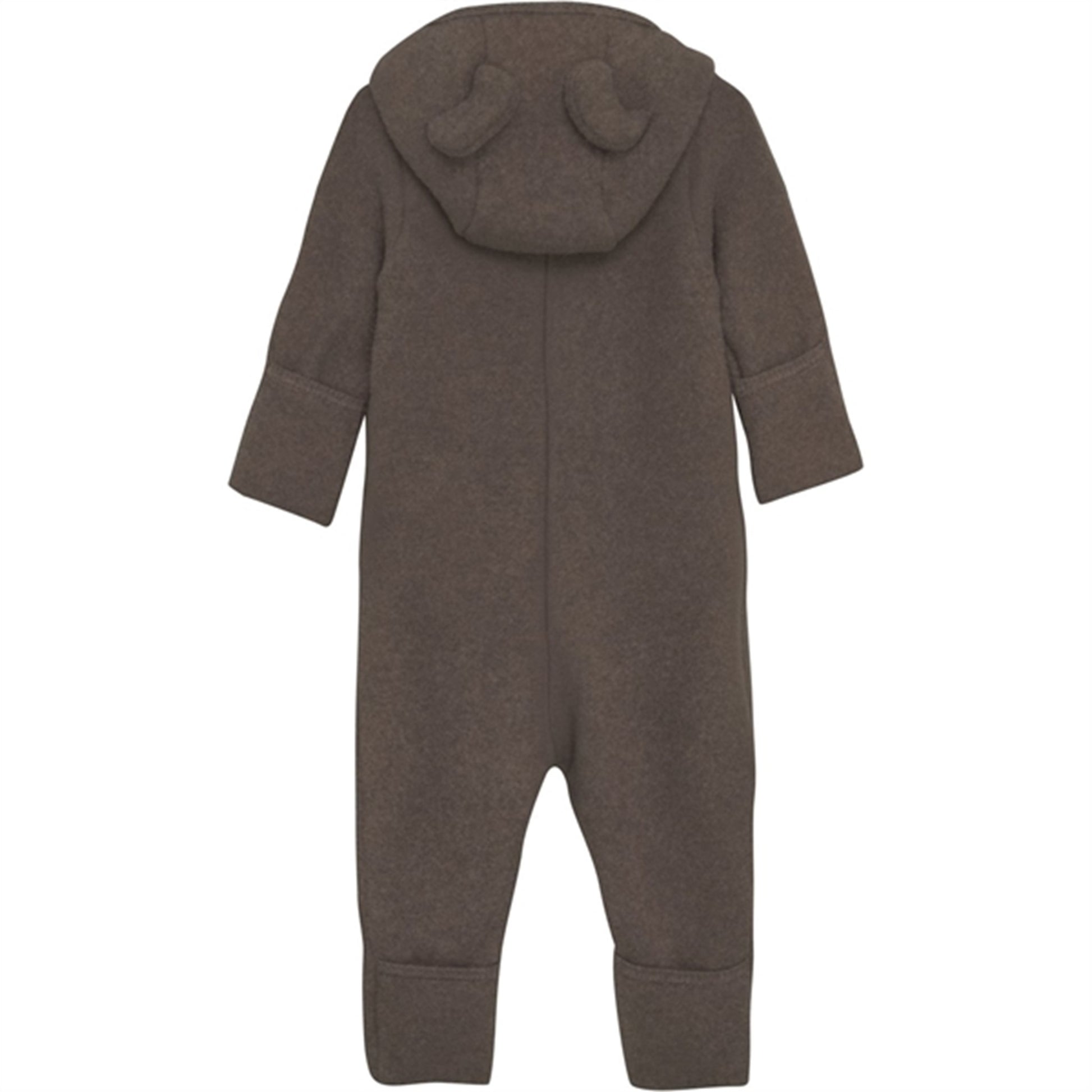 Huttelihut Pram Suit Ears Wool Fleece Dark Brown Melange