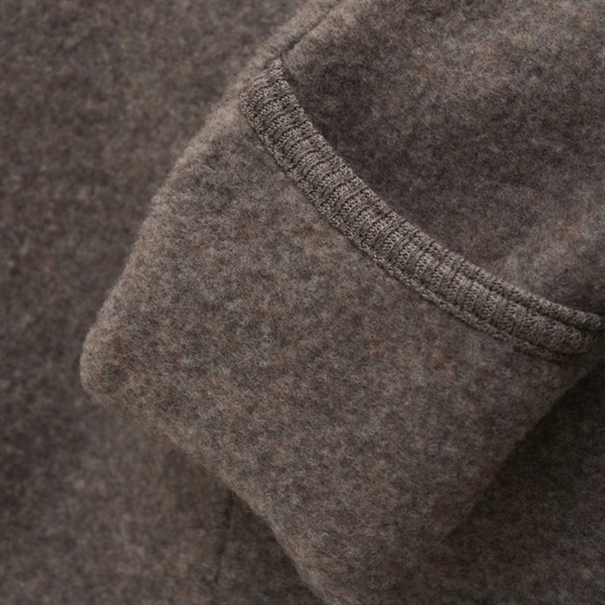 Huttelihut Pram Suit Ears Wool Fleece Dark Brown Melange