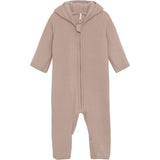 Huttelihut Pram Suit Ears Wool Fleece Mahogany Rose