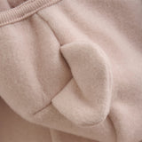 Huttelihut Pram Suit Ears Cotton Fleece Almond Peach