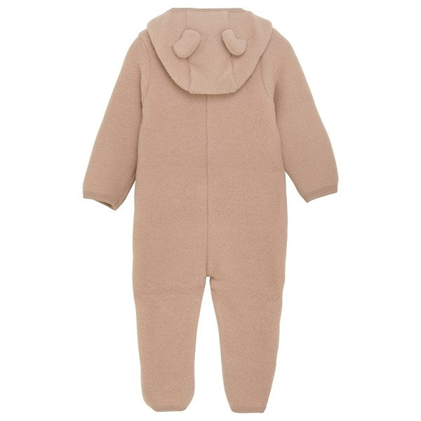 Huttelihut Pram Suit Ears Wool Fleece Mahogany Rose