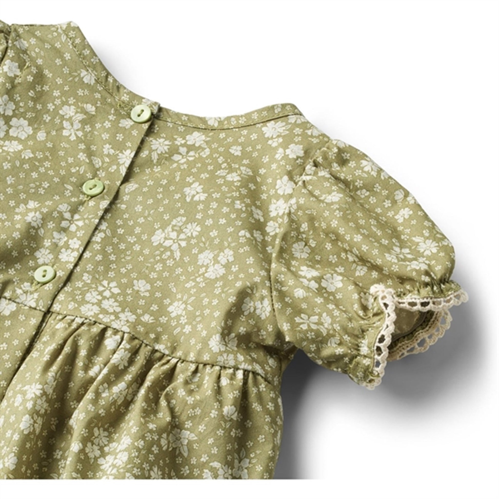 Wheat Green Flowers Romper Vigga