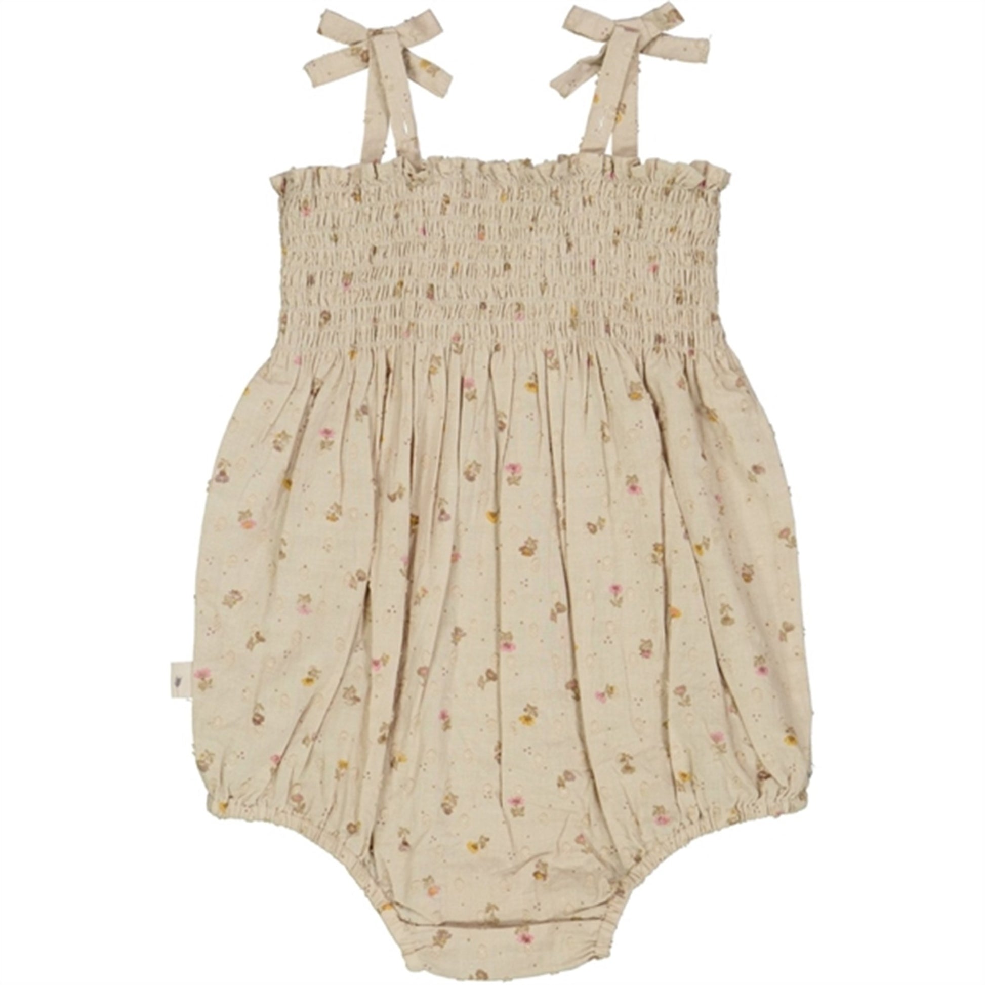 Wheat Fossil Flowers Dot Lucie Romper