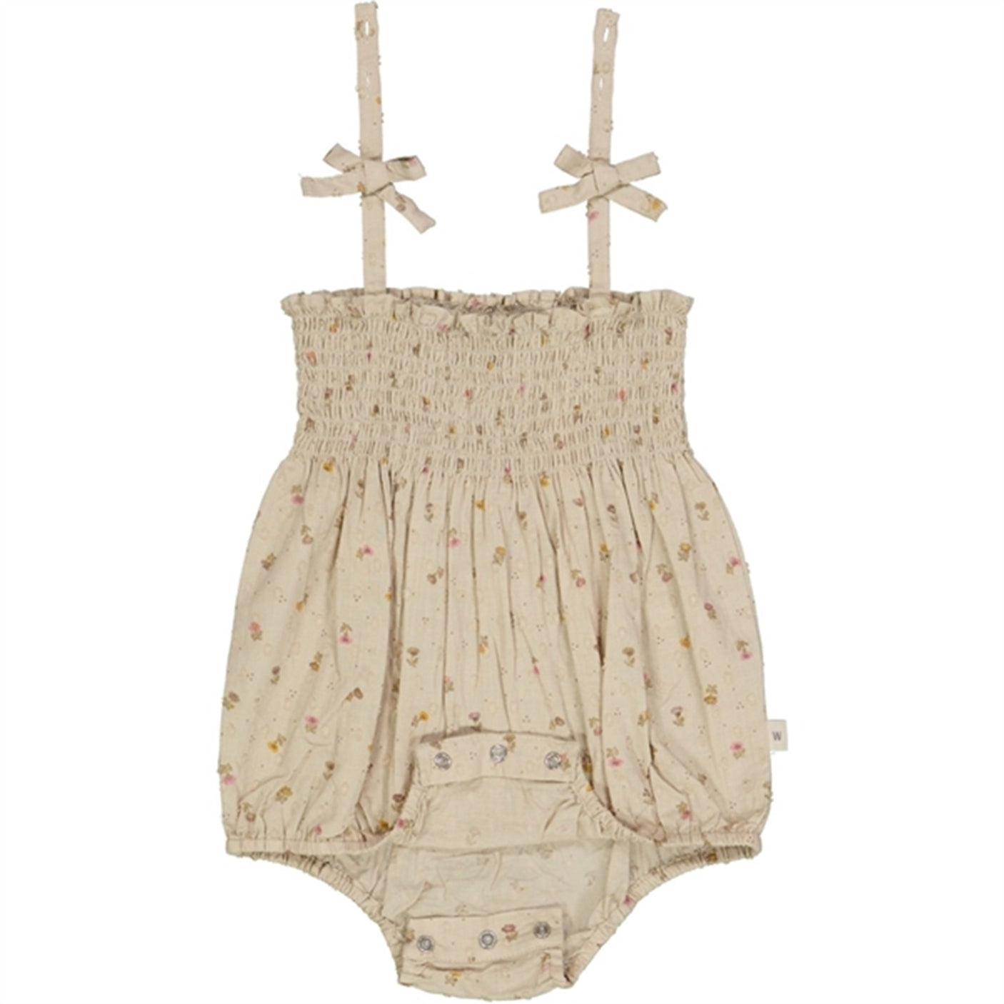 Wheat Fossil Flowers Dot Lucie Romper