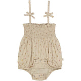 Wheat Fossil Flowers Dot Lucie Romper