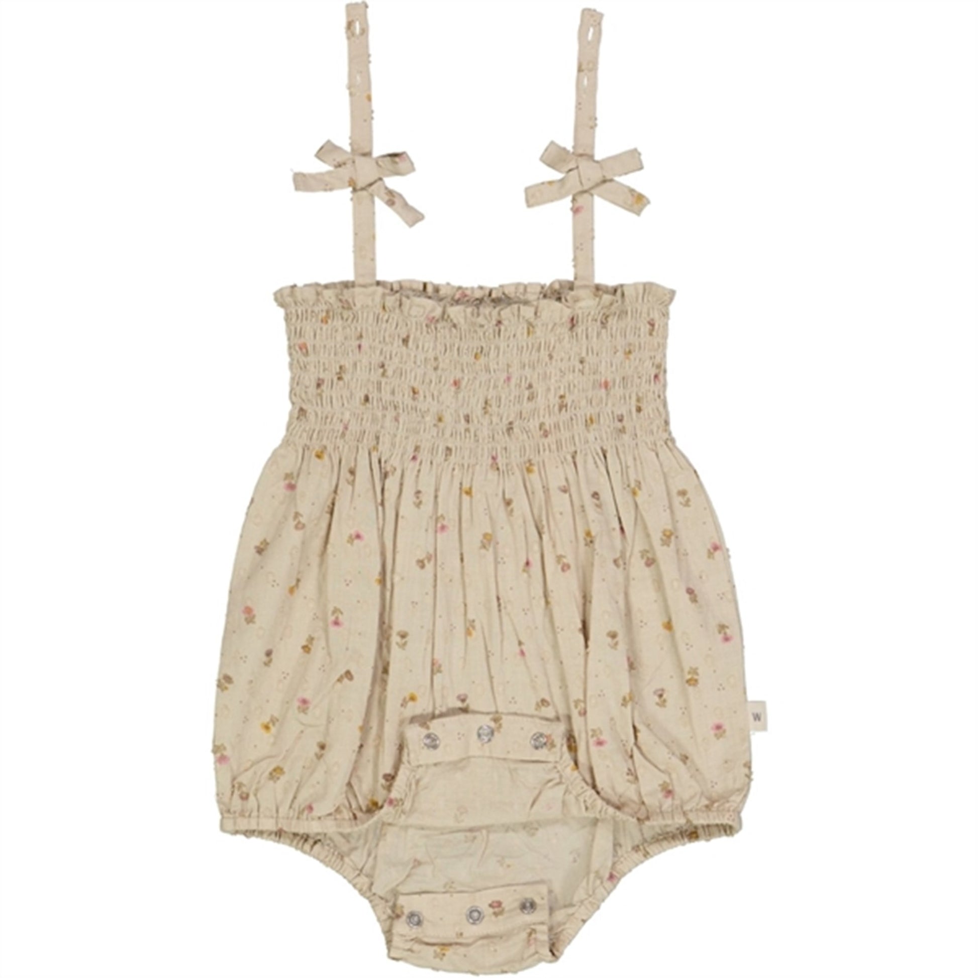 Wheat Fossil Flowers Dot Lucie Romper
