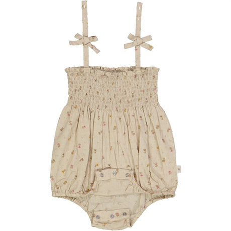 Wheat Fossil Flowers Dot Lucie Romper