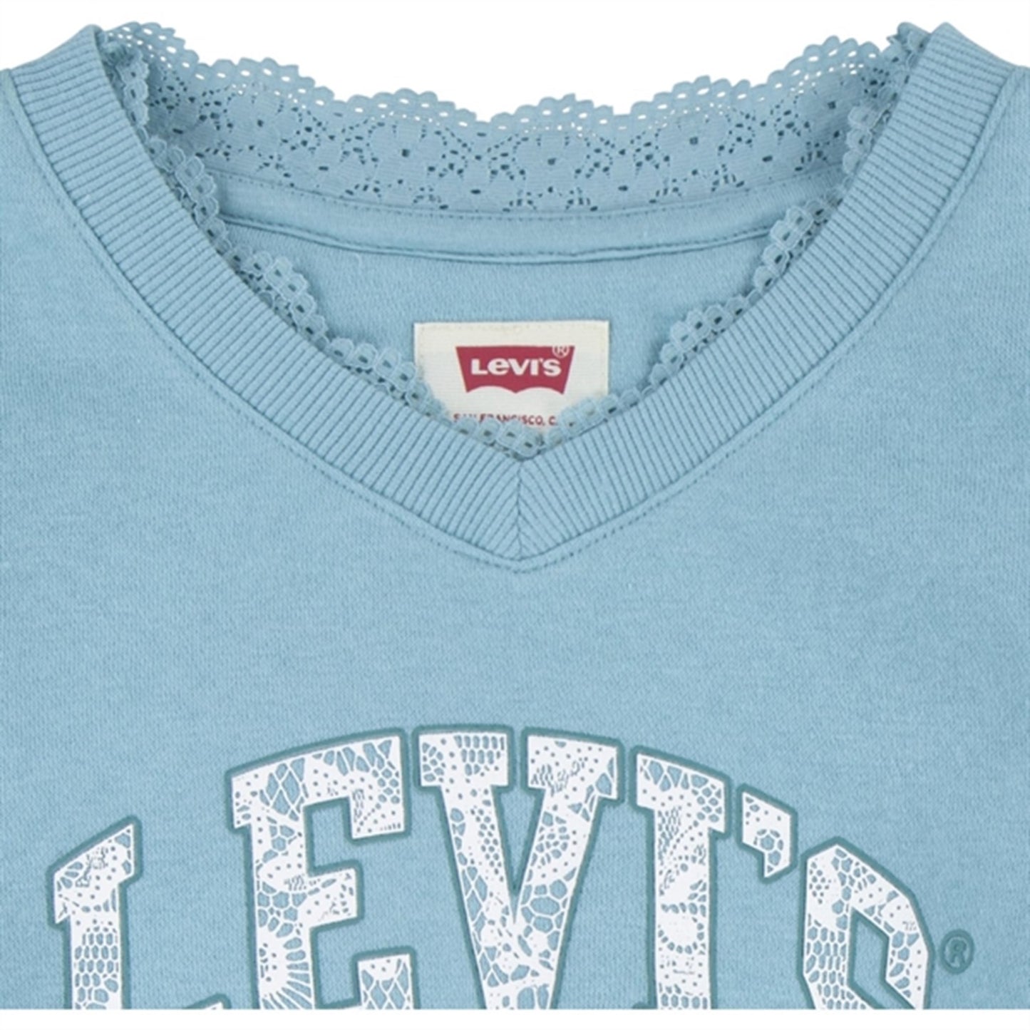 Levi's Lace Trim V-neck Blouse Aqua Sea Blue